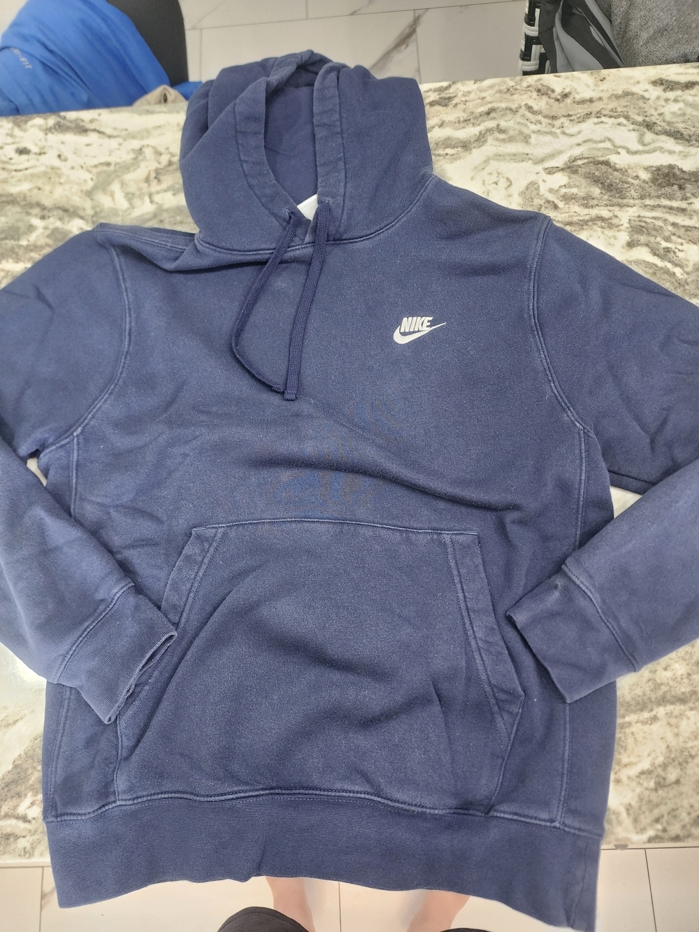 Nike Navy Blue Pullover Hoodie with White Logo
